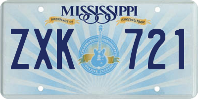 MS license plate ZXK721