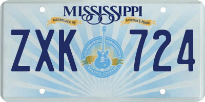 MS license plate ZXK724