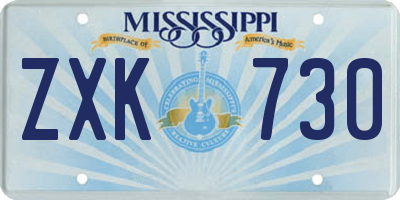 MS license plate ZXK730