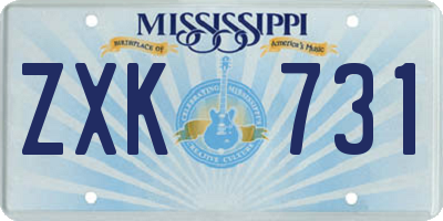 MS license plate ZXK731