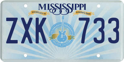 MS license plate ZXK733