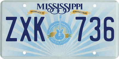 MS license plate ZXK736