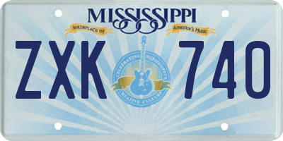 MS license plate ZXK740