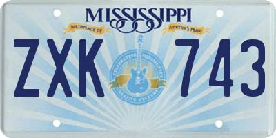 MS license plate ZXK743