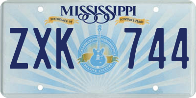 MS license plate ZXK744