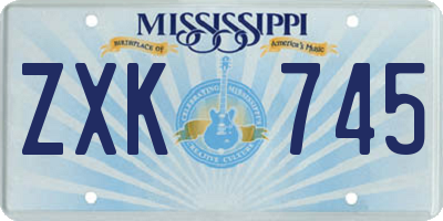 MS license plate ZXK745