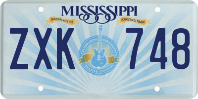 MS license plate ZXK748