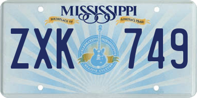 MS license plate ZXK749