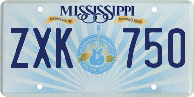 MS license plate ZXK750