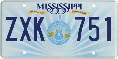 MS license plate ZXK751