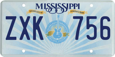 MS license plate ZXK756