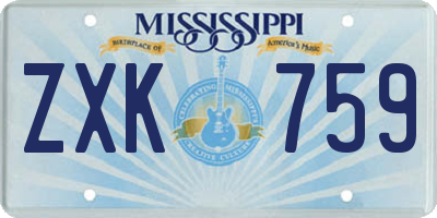MS license plate ZXK759