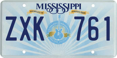 MS license plate ZXK761