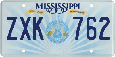 MS license plate ZXK762