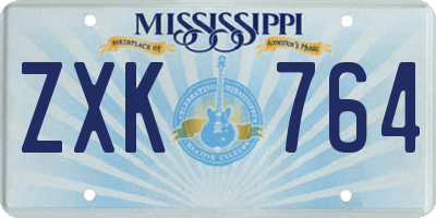 MS license plate ZXK764