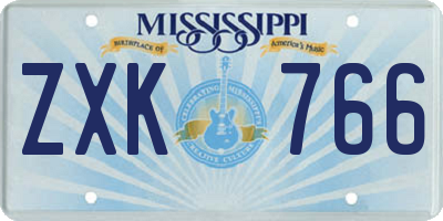 MS license plate ZXK766