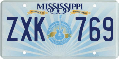 MS license plate ZXK769