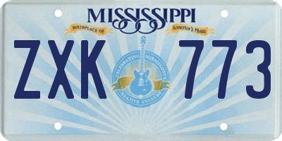 MS license plate ZXK773
