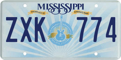 MS license plate ZXK774