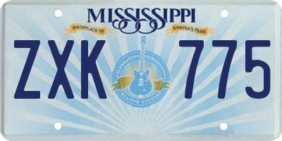 MS license plate ZXK775