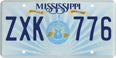 MS license plate ZXK776