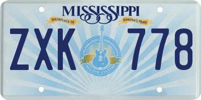 MS license plate ZXK778