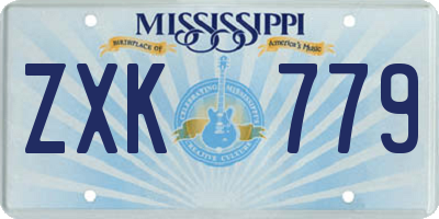 MS license plate ZXK779