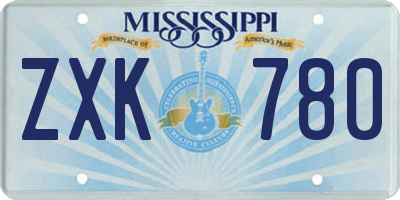 MS license plate ZXK780