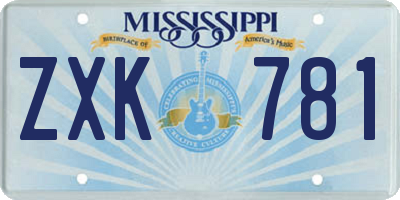 MS license plate ZXK781