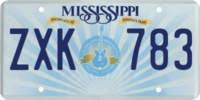 MS license plate ZXK783