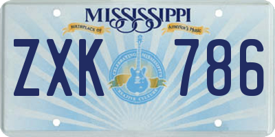 MS license plate ZXK786