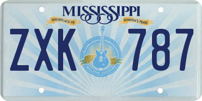 MS license plate ZXK787