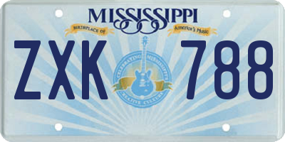 MS license plate ZXK788