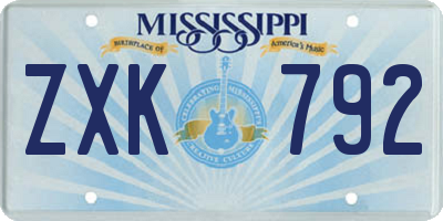 MS license plate ZXK792