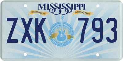 MS license plate ZXK793