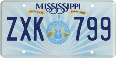 MS license plate ZXK799
