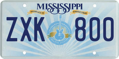 MS license plate ZXK800