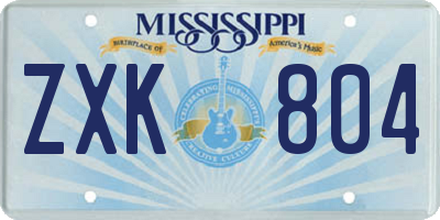 MS license plate ZXK804