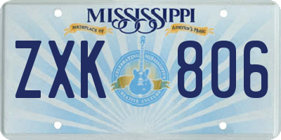 MS license plate ZXK806