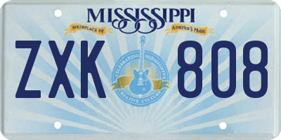 MS license plate ZXK808