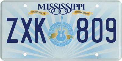 MS license plate ZXK809