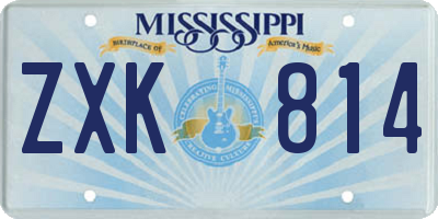 MS license plate ZXK814