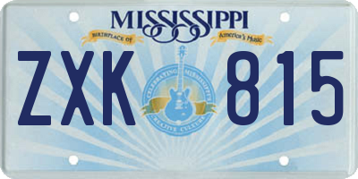 MS license plate ZXK815