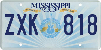 MS license plate ZXK818