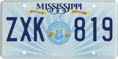 MS license plate ZXK819