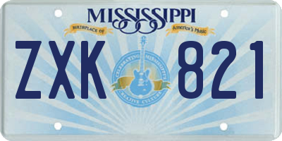 MS license plate ZXK821