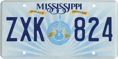 MS license plate ZXK824