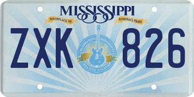 MS license plate ZXK826