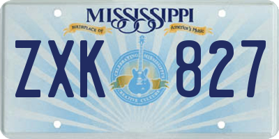 MS license plate ZXK827