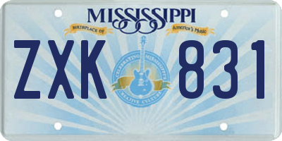 MS license plate ZXK831
